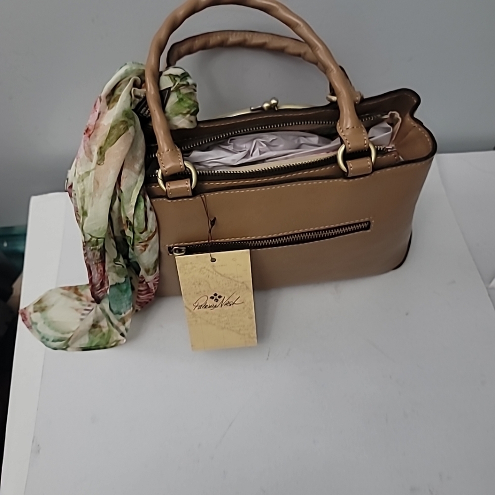 Patricia Nash Angela Satchel with Scarf - Seashell Tooled - Picture 8 of 10